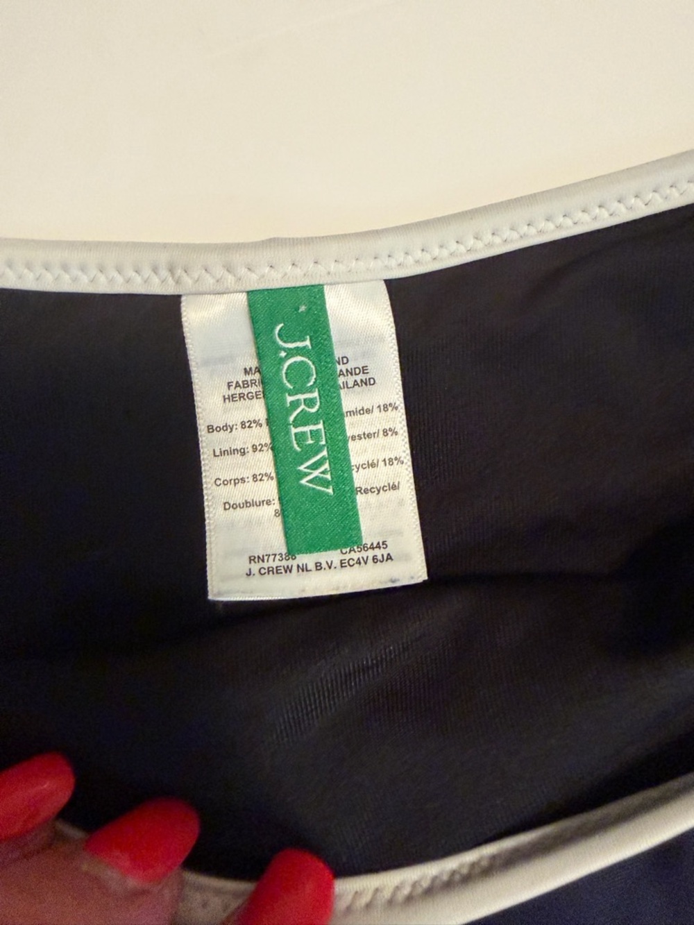 J. Crew Navy Padded Bikini with White Trim Size Large - Picture 2 of 10
